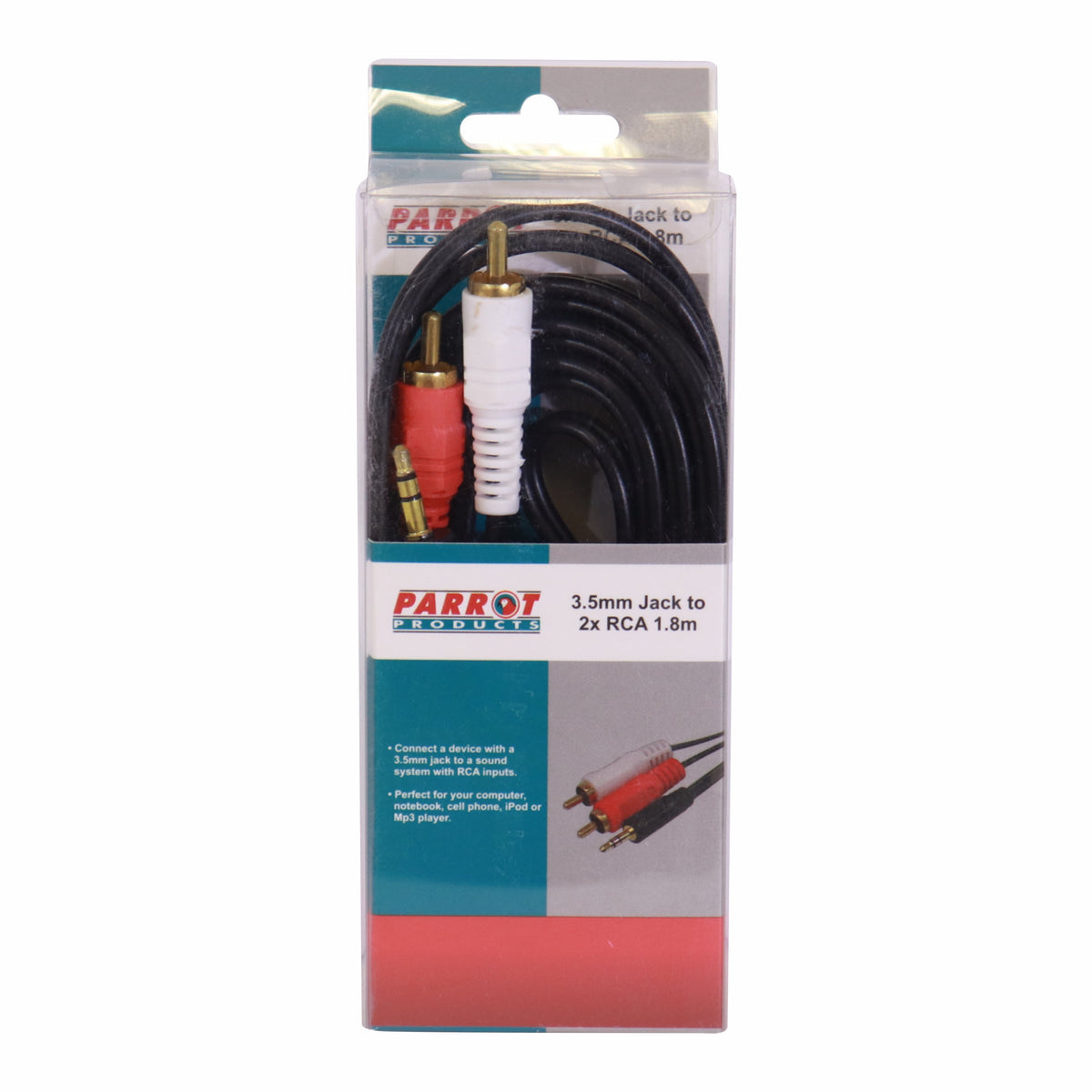 3.5mm Audio Jack to Two Male RCA cable (1.8 Meters)