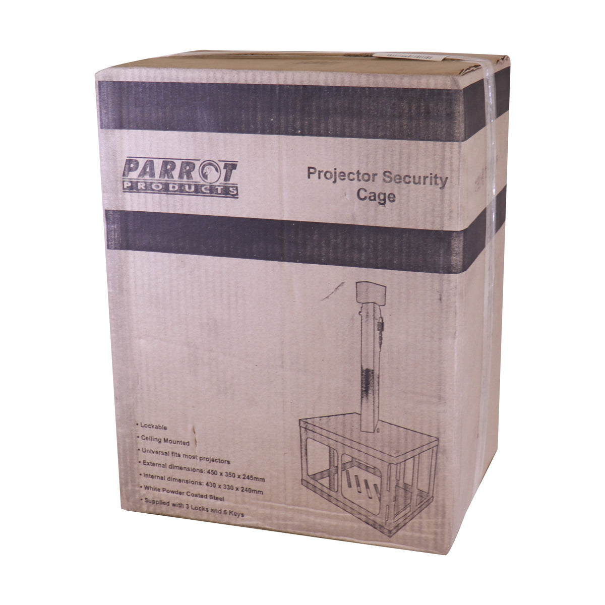 Data Projector Ceiling Mounting Bracket (Lockable Security Cage - 450x220x340mm)