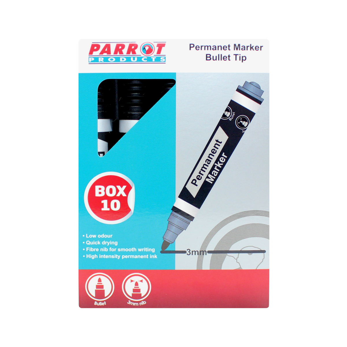 Permanent Markers (Bullet Tip - Box 10 - Black)