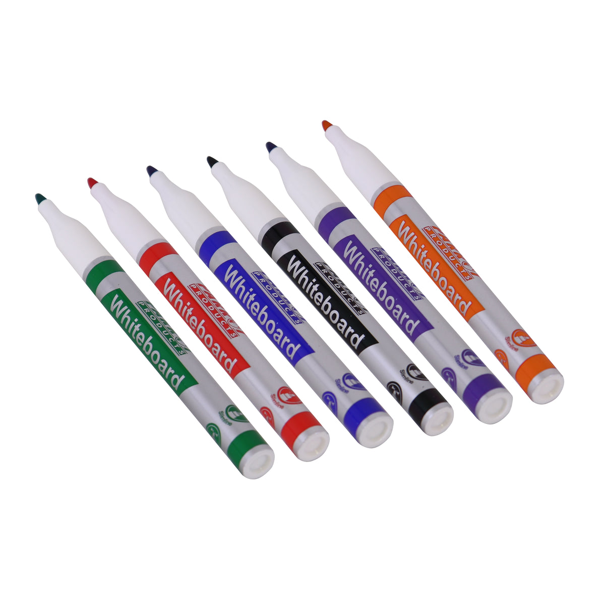 Whiteboard Markers (6 Markers - Slimline Tip - Pouch)