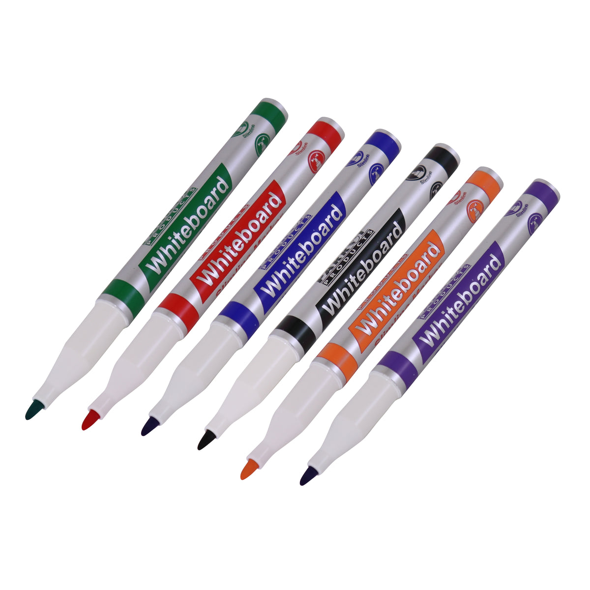 Whiteboard Markers (6 Markers - Slimline Tip - Pouch)
