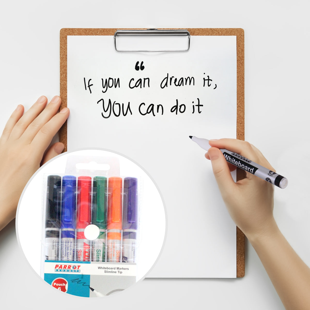 Whiteboard Markers (6 Markers - Slimline Tip - Pouch)