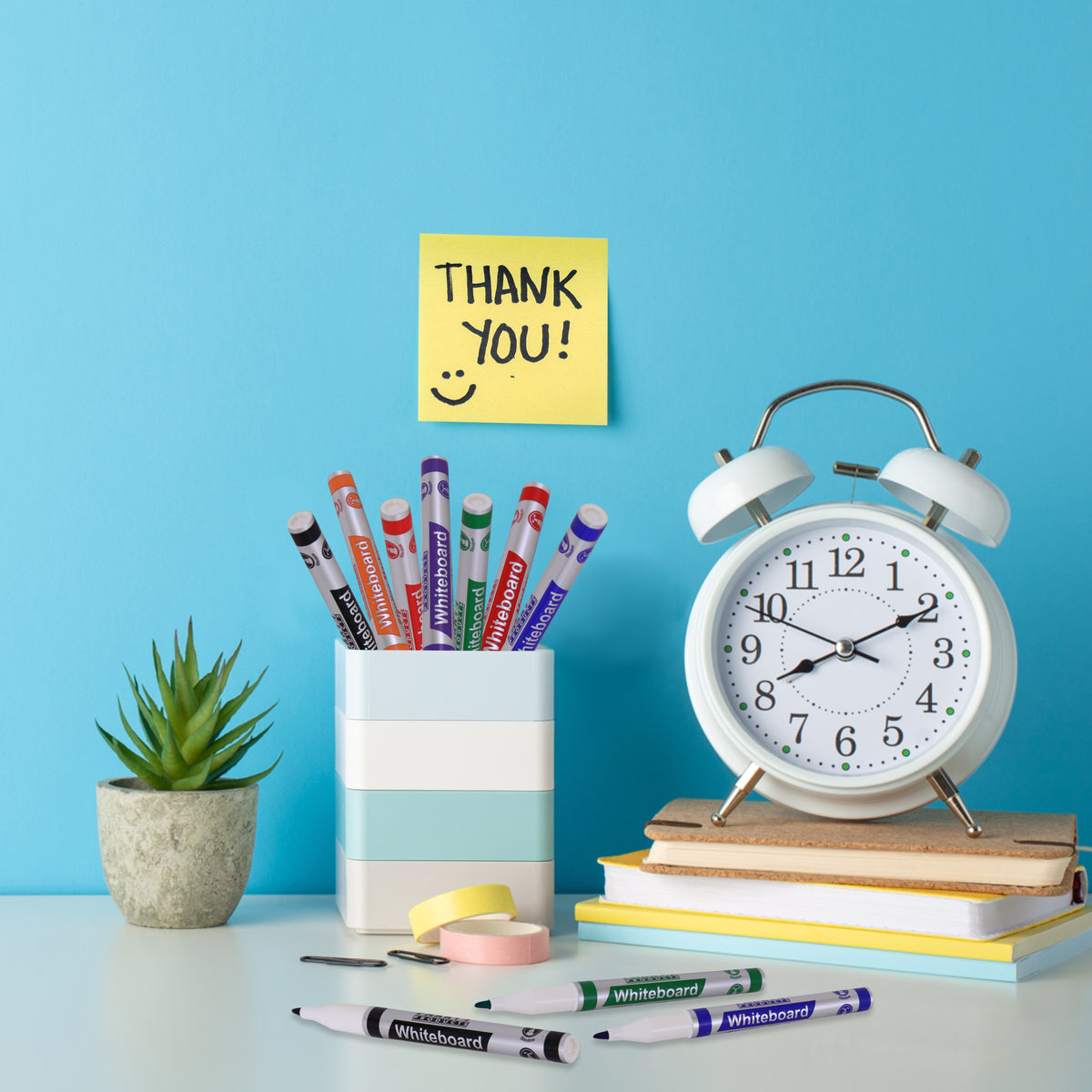 Whiteboard Markers (6 Markers - Slimline Tip - Pouch)