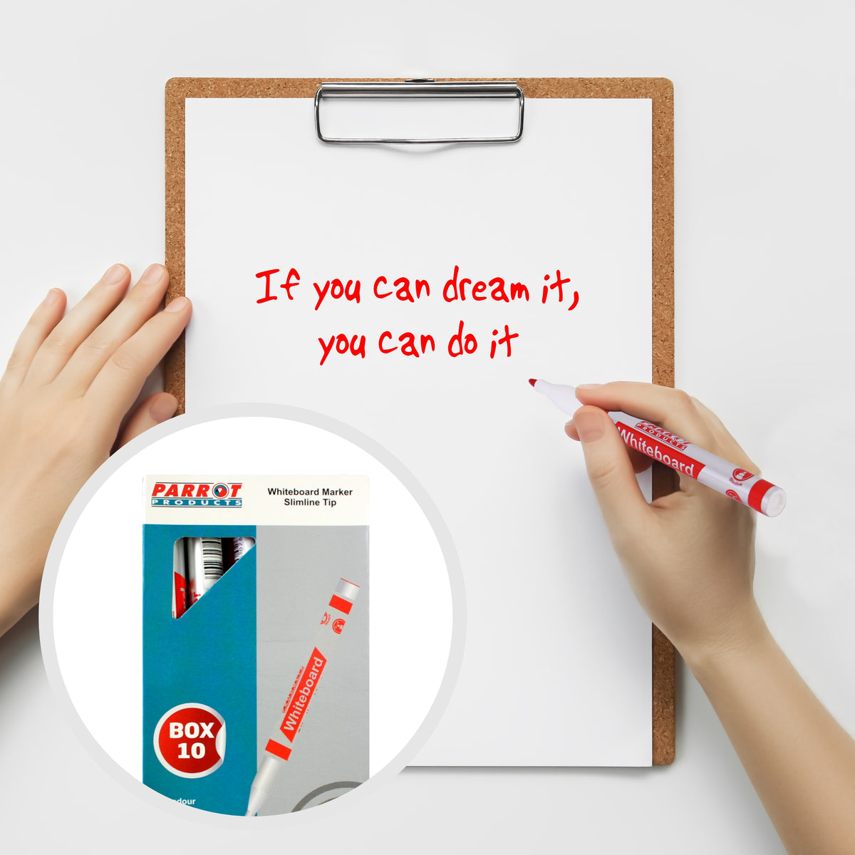 Whiteboard Markers (10 Markers - Slimline Tip - Red)