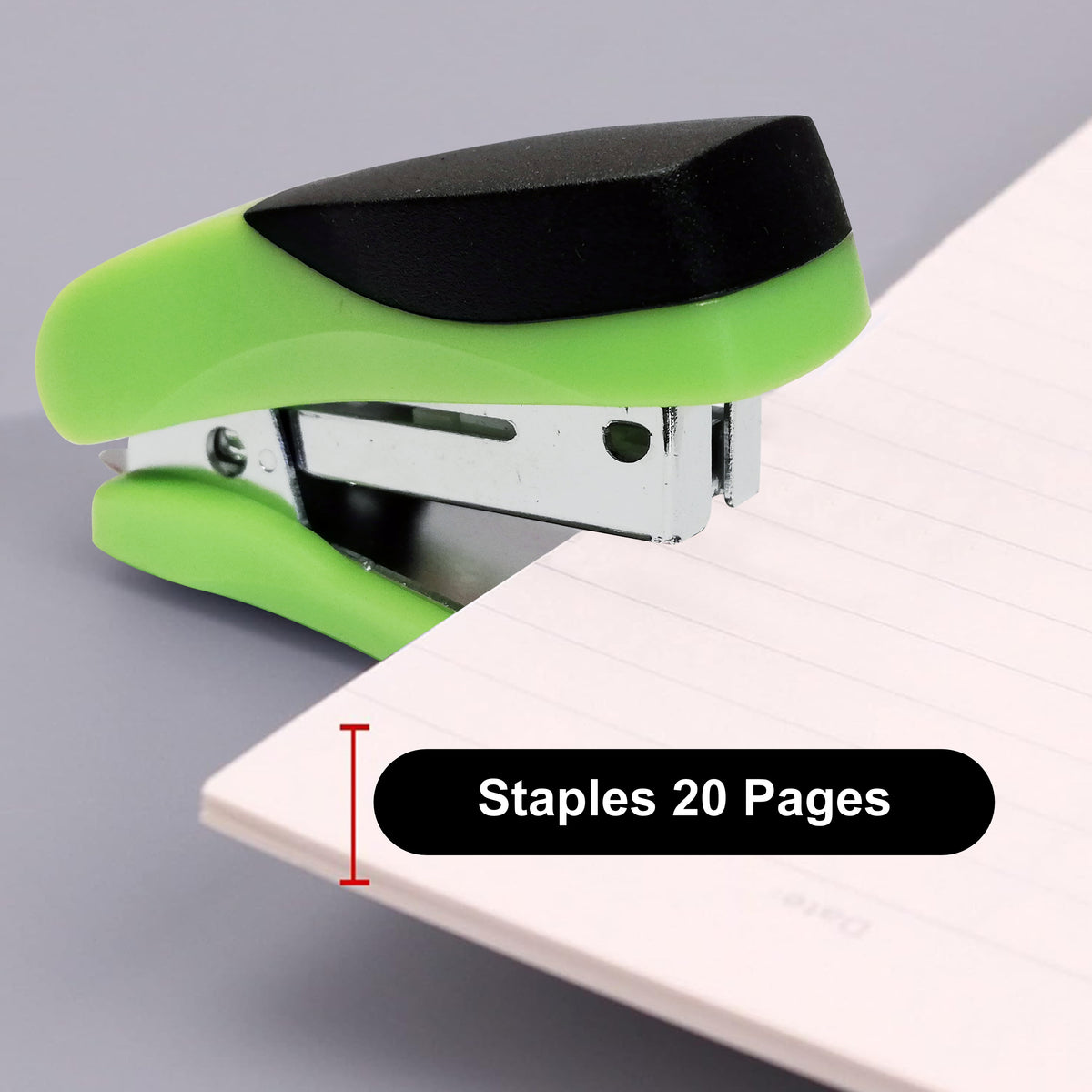 STAPLER PLASTIC MINI GREEN + STAPLES (1000x26/6)