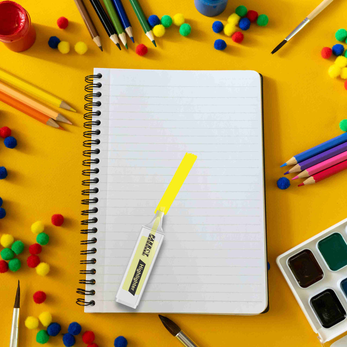 Highlighter Marker Box (10 Markers - Yellow)