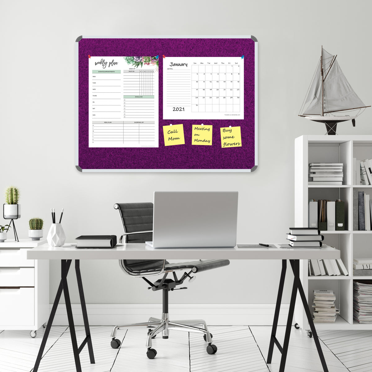 Info Board (Aluminium Frame - 600*450mm - Purple)