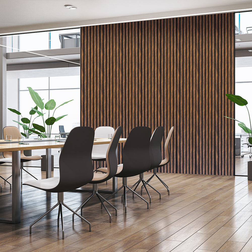 Acoustic Slatted Wall Panel 600 2400mm Ebony