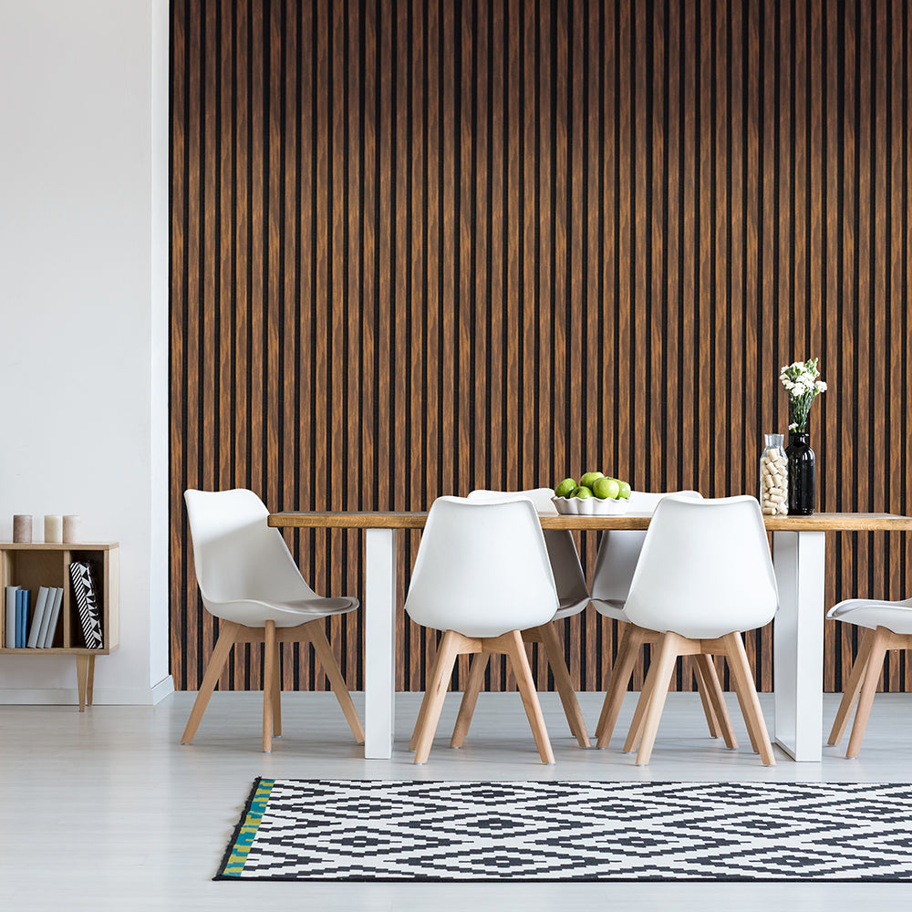Acoustic Slatted Wall Panel 600 2400mm Ebony