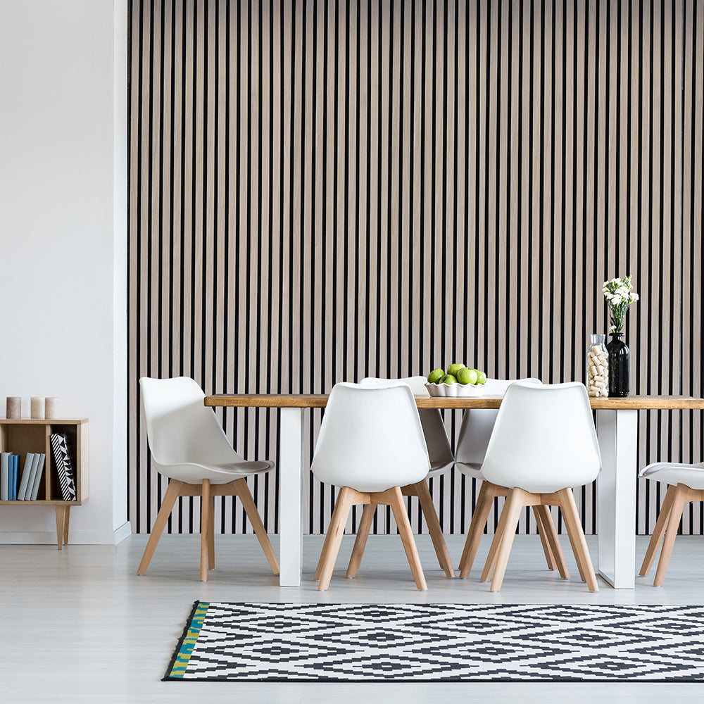 Acoustic Slatted Wall Panel 600 2400mm Light Oak