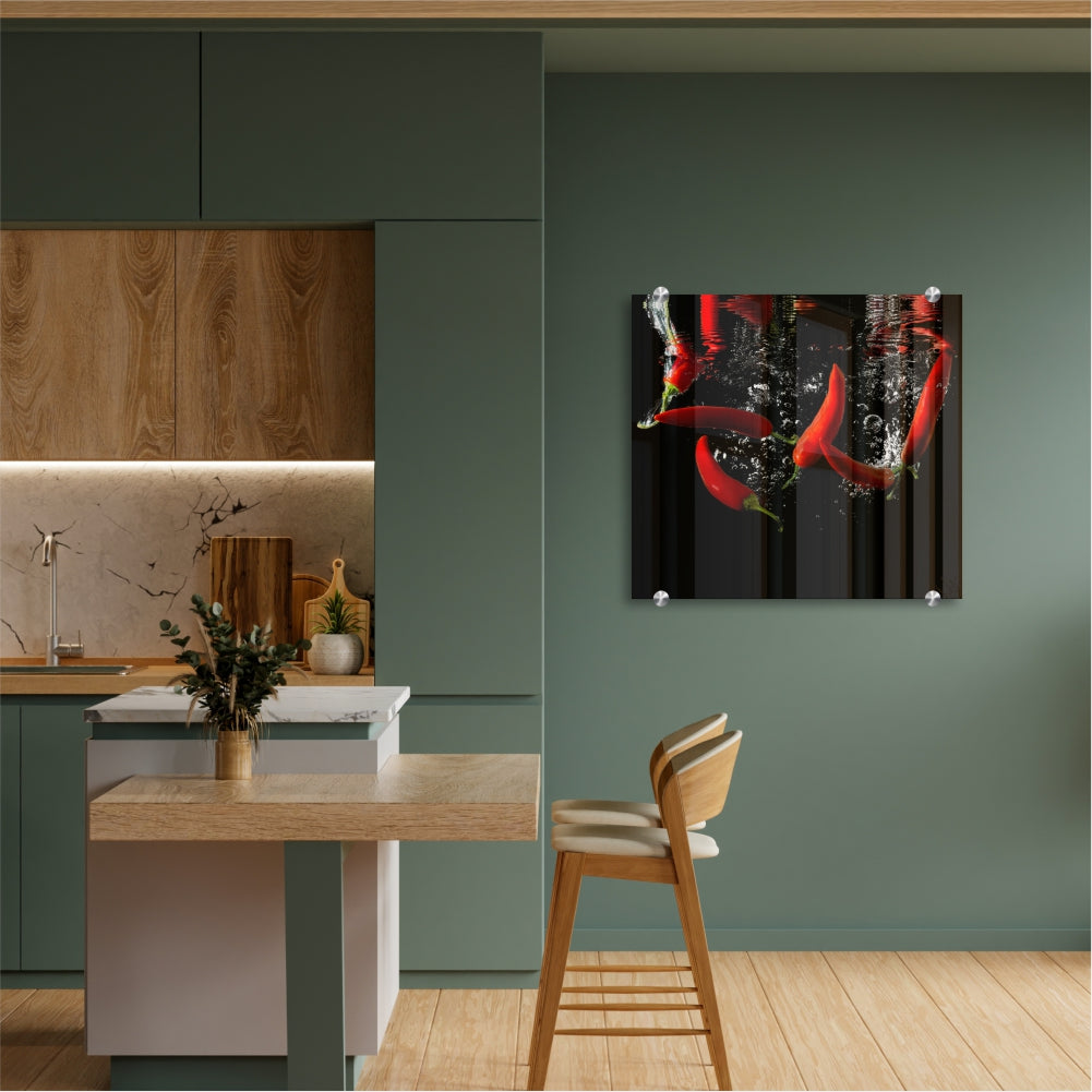 Decorative Glass Wall Tile (898 X 700 X 6mm) Chilli