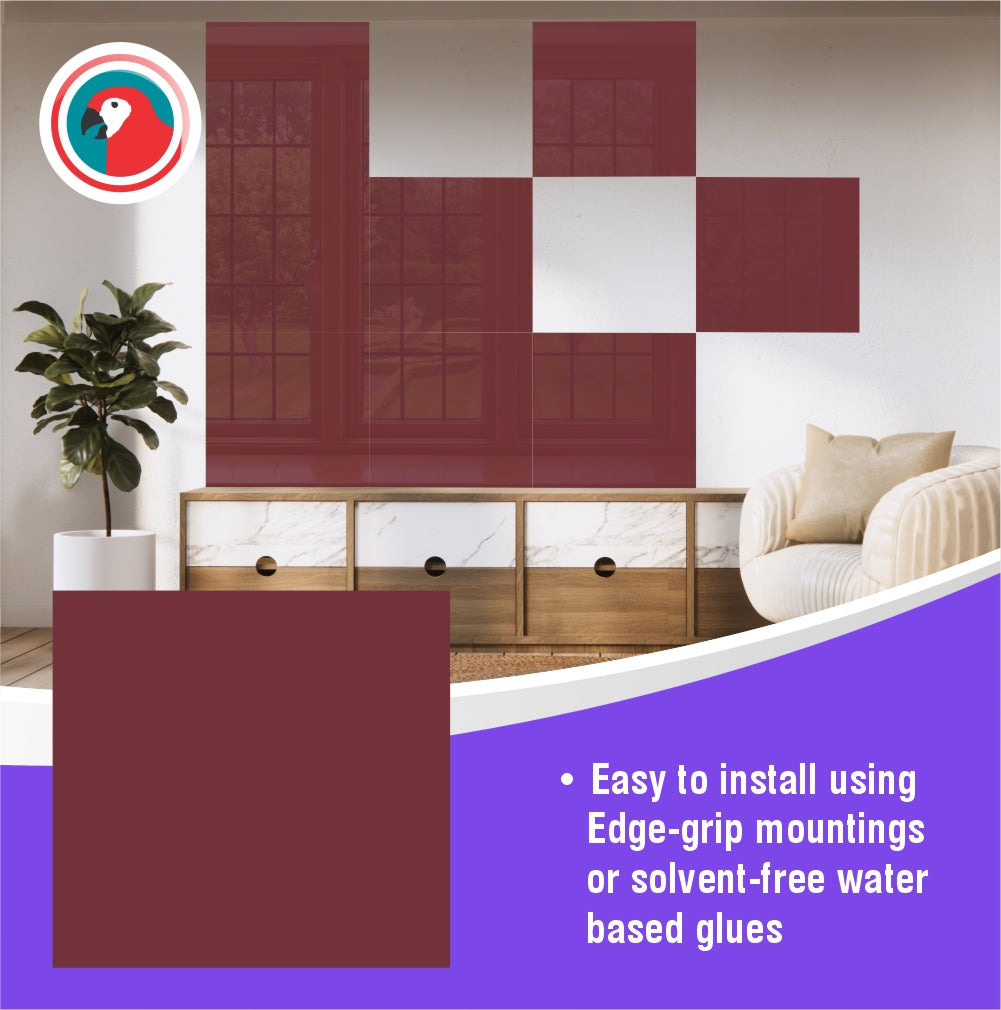 Decorative Glass Wall Tile (598 x 650 x 6mm) Purple Red