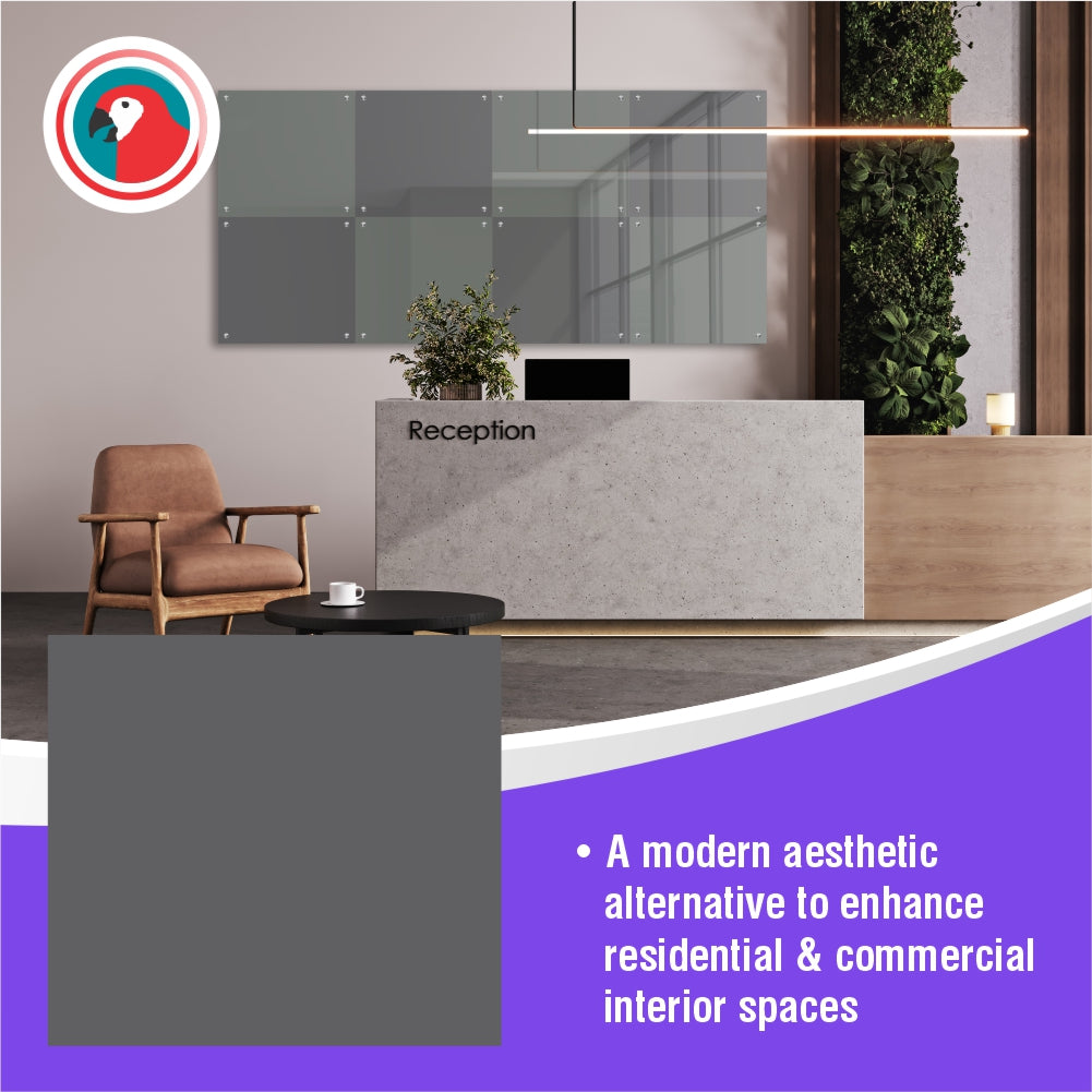 Decorative Glass Wall Tile (598 X 650 X 6mm) Gun Metal