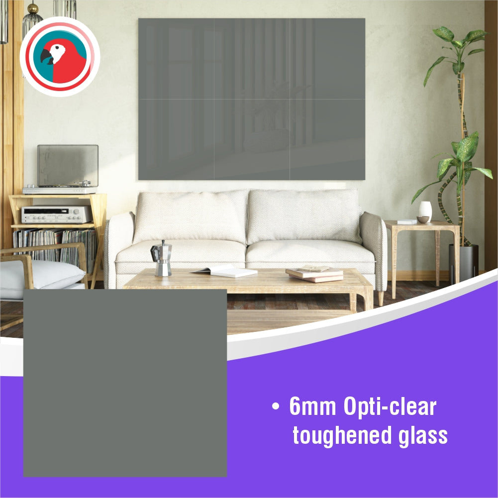 Decorative Glass Wall Tile (598 X 650 X 6mm) Mouse Grey