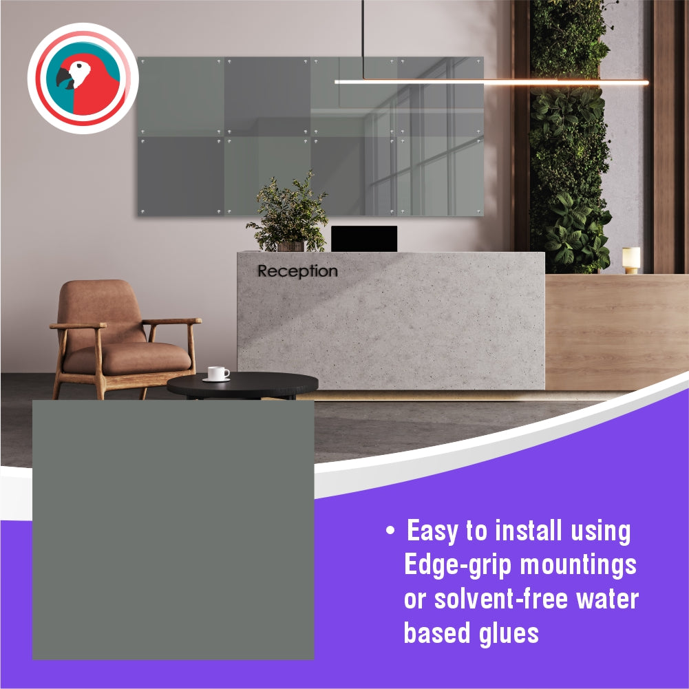 Decorative Glass Wall Tile (598 X 650 X 6mm) Mouse Grey
