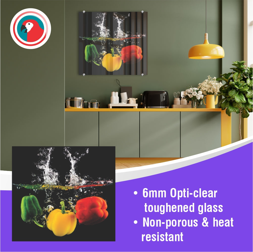 Decorative Glass Wall Tile (598 x 650 x 6mm) Peppers