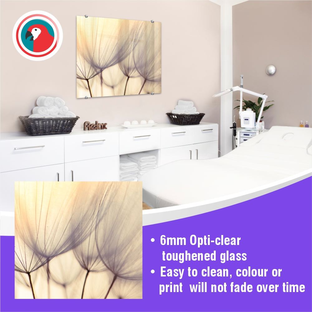 Decorative Glass Wall Tile (598 X 650 X 6mm) Dandelion Floret