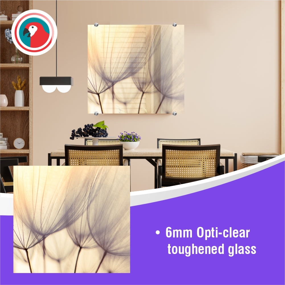 Decorative Glass Wall Tile (598 X 650 X 6mm) Dandelion Floret