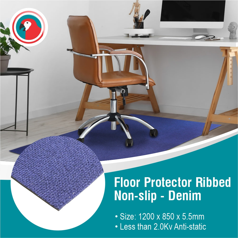 Floor Protector Ribbed Non-Slip 1200 x 850 x 5.5mm Denim