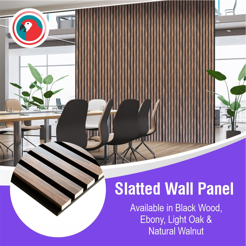 Acoustic Slatted Wall Panel 600 2400mm Natural Walnut