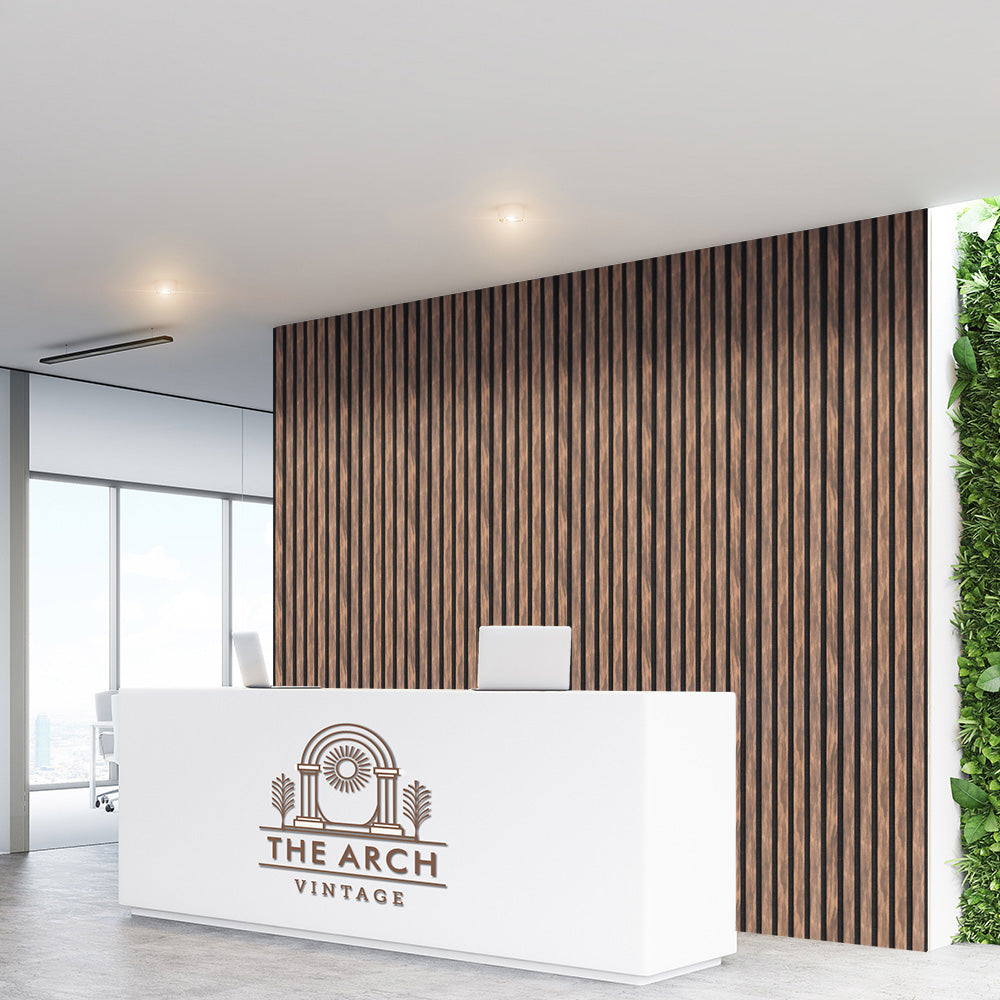 Acoustic Slatted Wall Panel 600 2400mm Natural Walnut