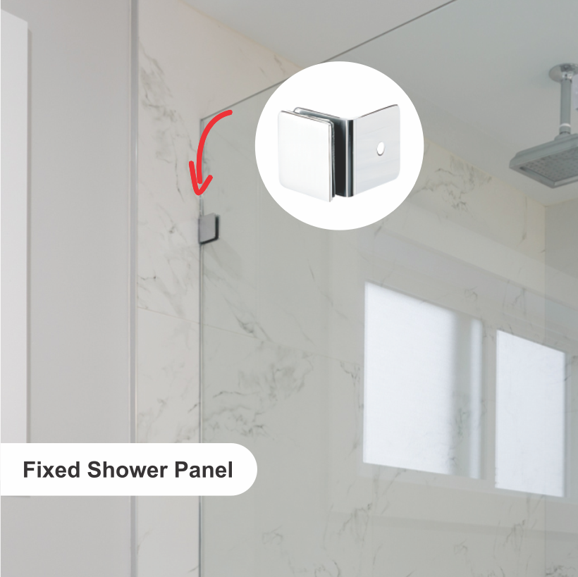 SHOWER PANEL GLASS CLAMP - (MIRROR FINISH)