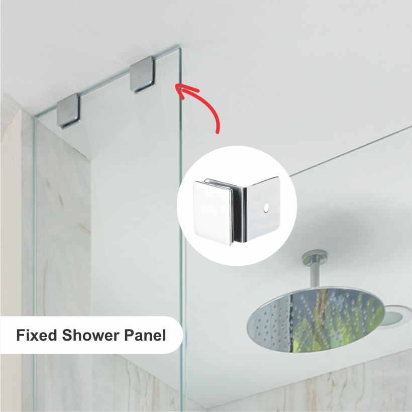 SHOWER PANEL GLASS CLAMP - (MIRROR FINISH)