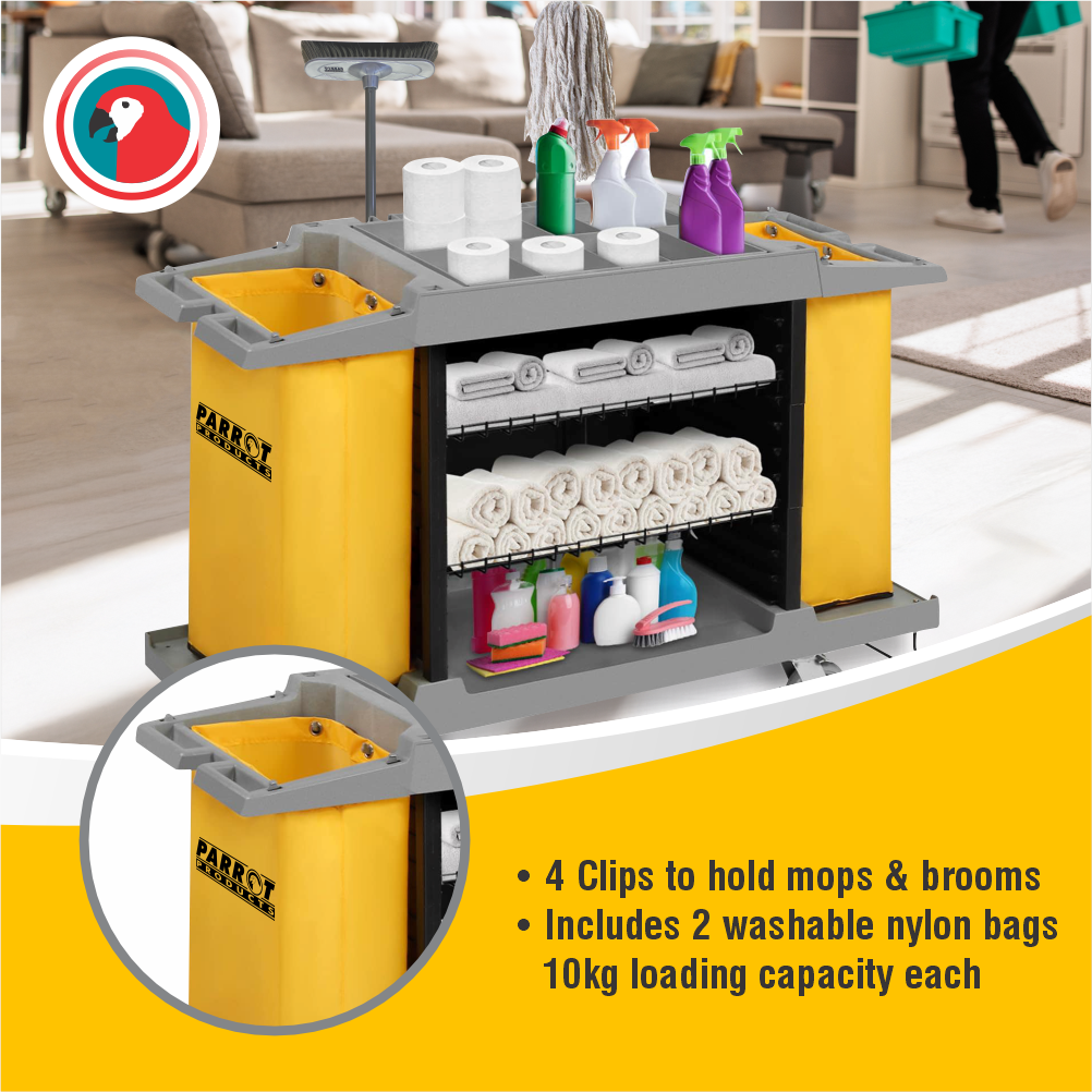 Parrot Products Housekeeping Service Trolley Plastic Utility Cart