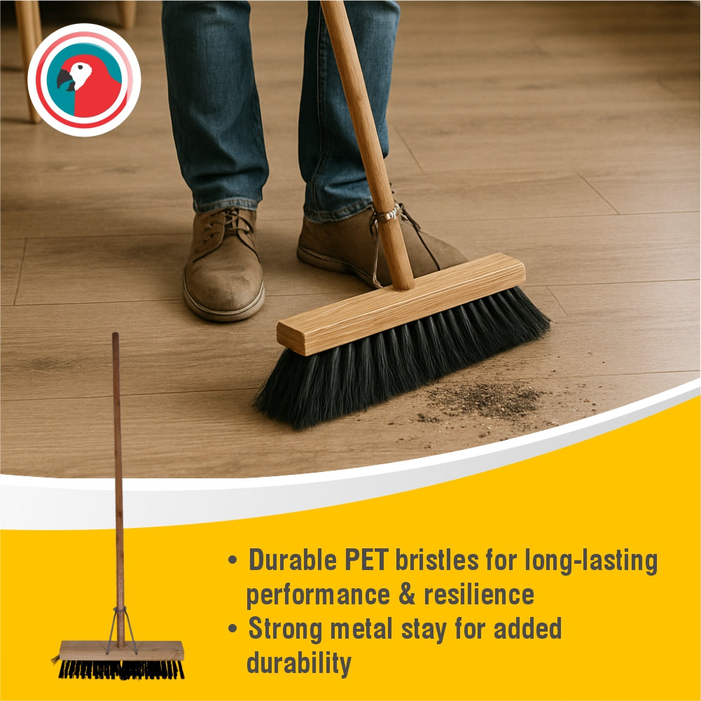 Janitorial Platform Broom Black - Soft Fibre 305mm (12")