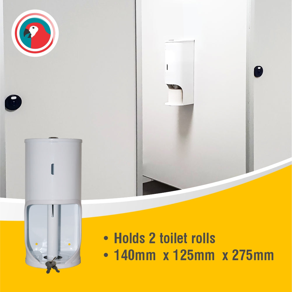 Janitorial TR2 Toilet Roll Holder Lockable - Mild Steel White