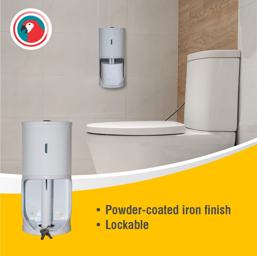 Janitorial TR2 Toilet Roll Holder Lockable - Mild Steel White