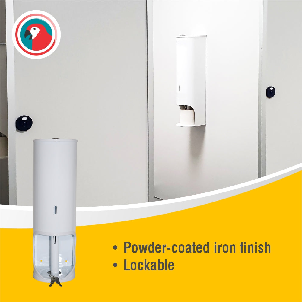 Janitorial TR3 Toilet Roll Holder Lockable - Mild Steel White
