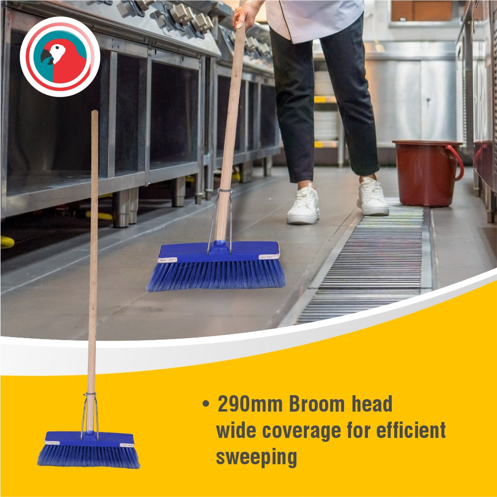 Janitorial Deluxe Broom Flagged Wooden Handle
