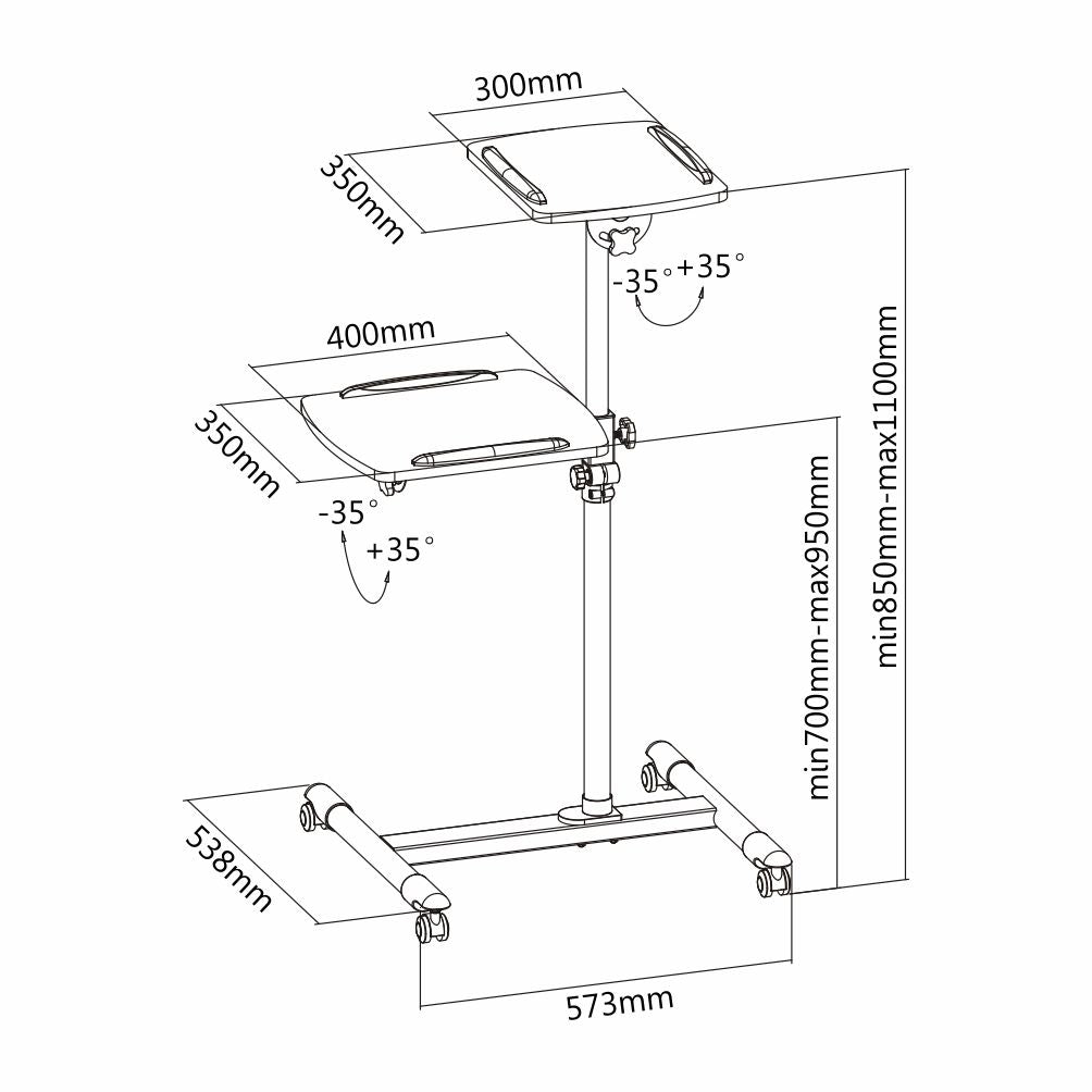 Data Projector and Laptop Trolley (1000*880*620mm - Steel)