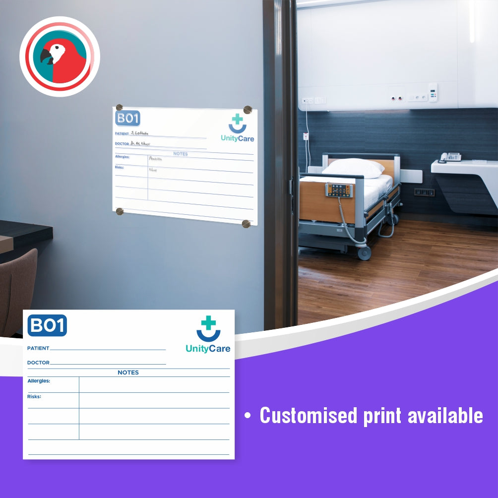 Hospital Glass Bed Board with Print (A3 - 297x420mm)
