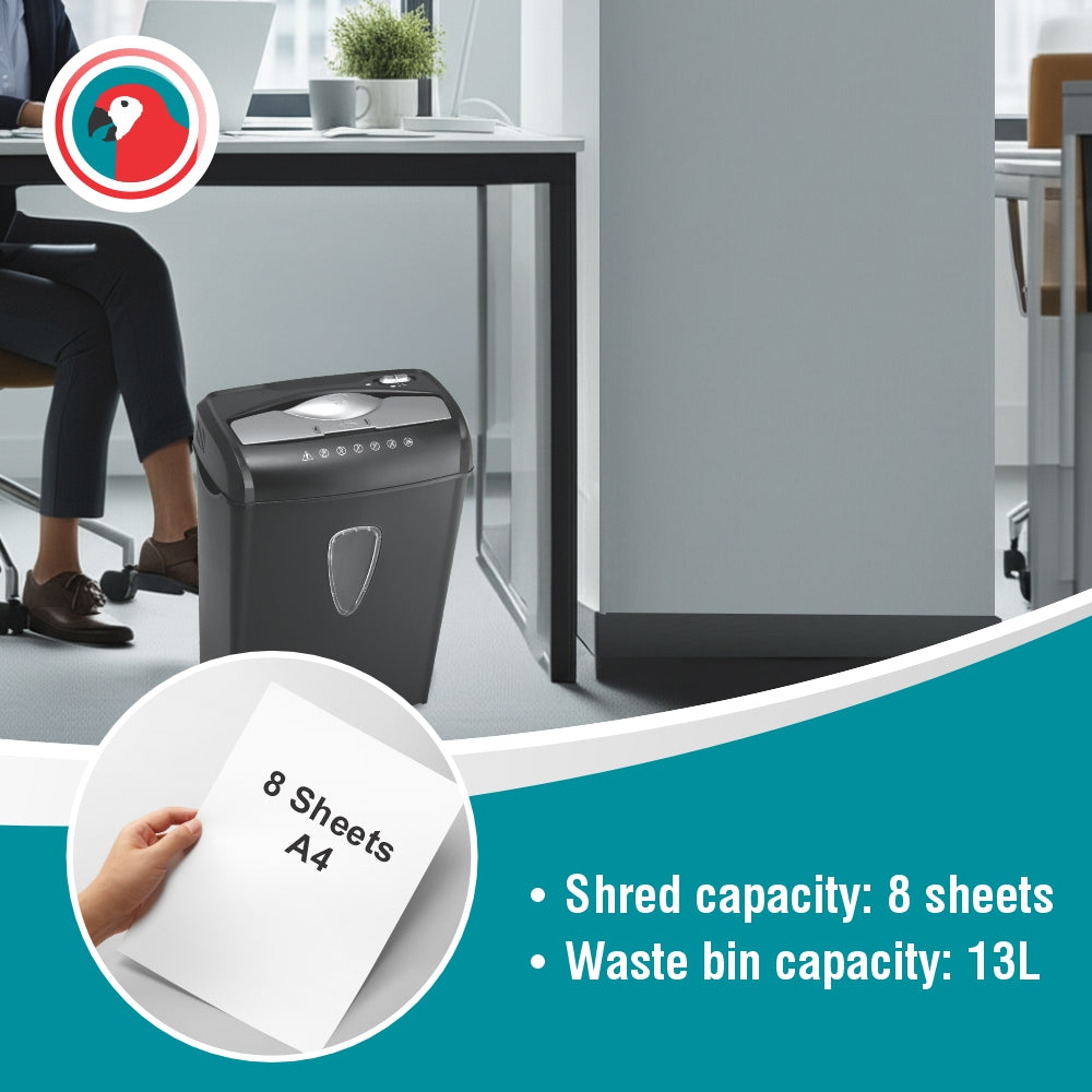 Paper Shredder (8 Sheets - 5*47mm - Cross Cut - Medium Security)