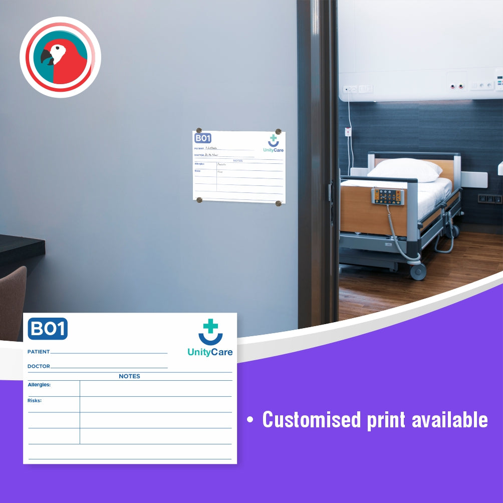 Hospital Glass Bed Board with Print (A4 - 210x297mm)