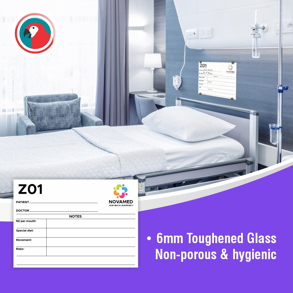 Hospital Glass Bed Board with Print (A4 - 210x297mm)