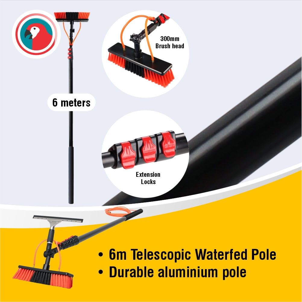 Telescopic Waterfed Aluminium Pole 6M Window & Exterior Cleaning System