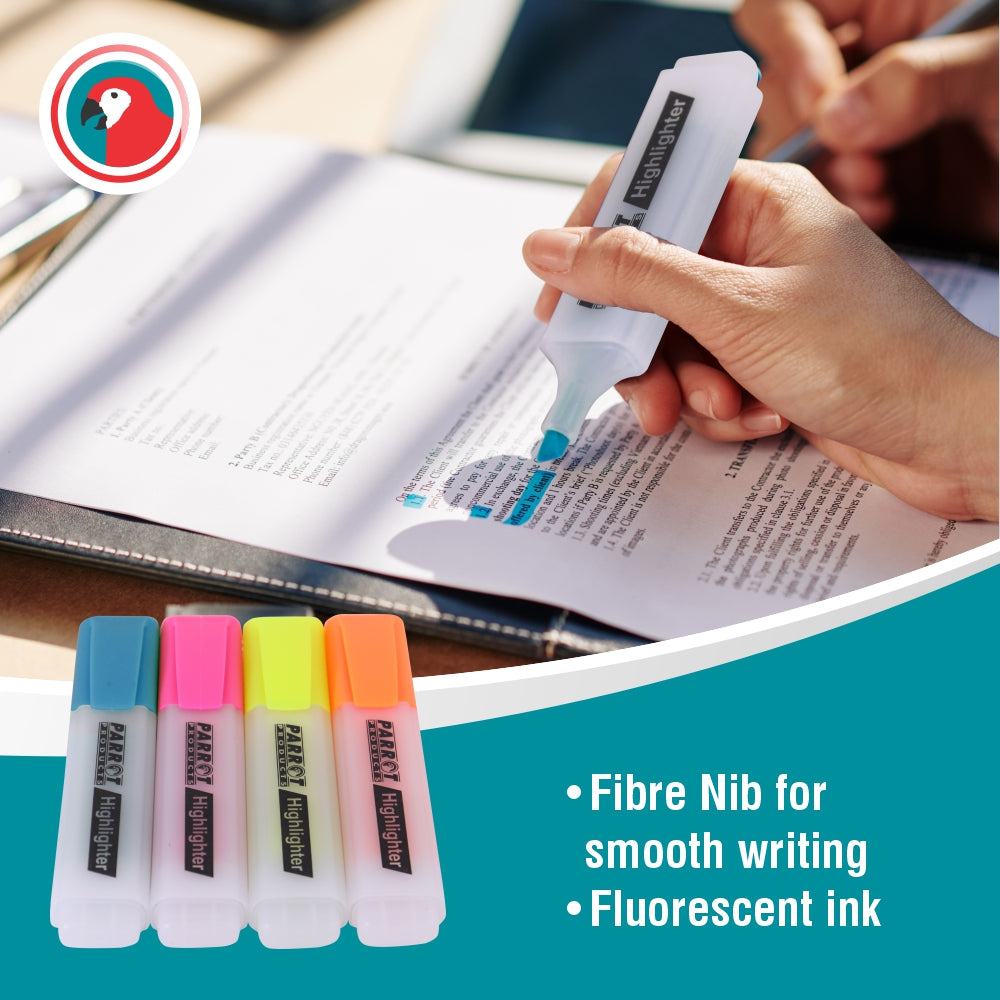 Highlighter Marker Pouch 4 (Yellow - Pink - Blue - Orange)