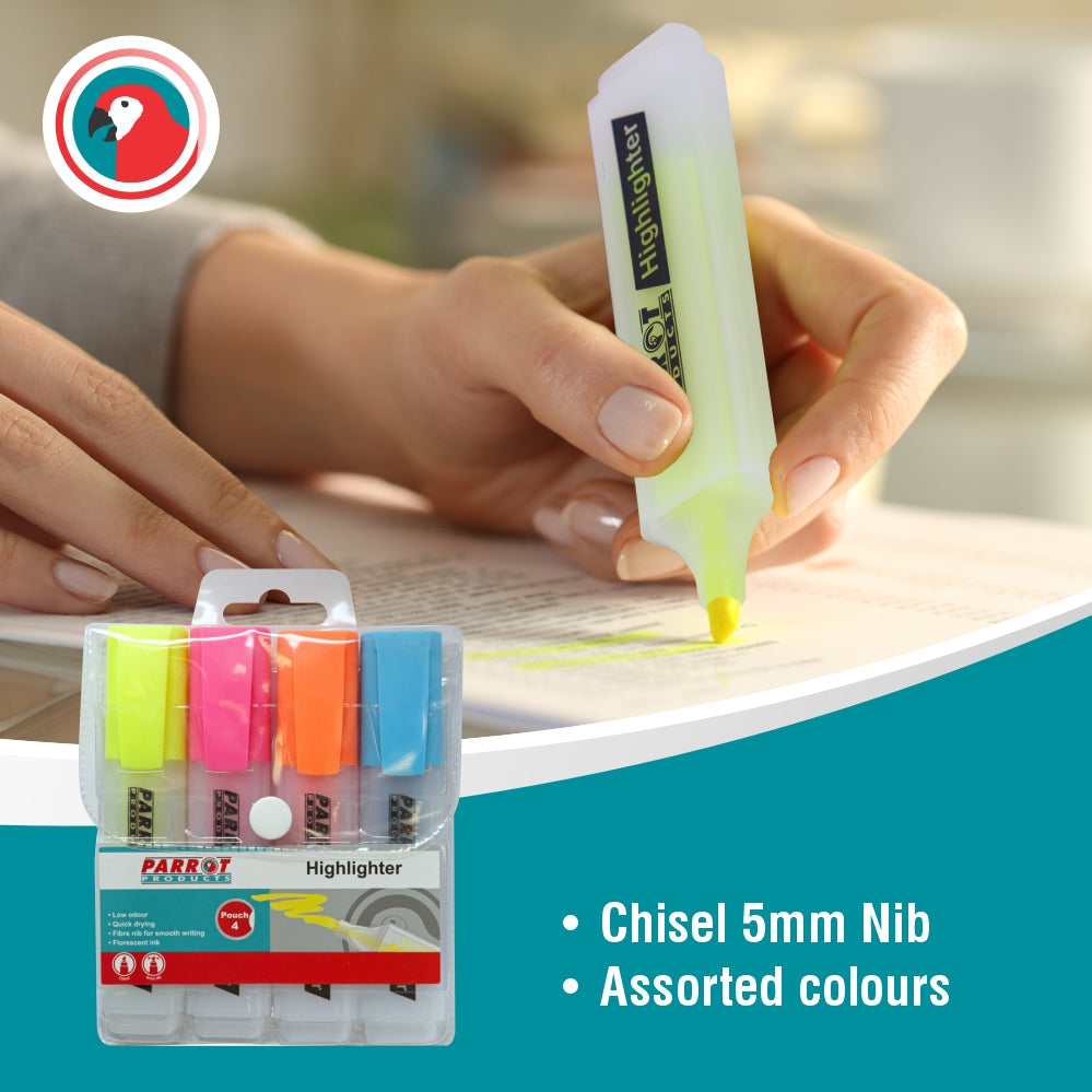 Highlighter Marker Pouch 4 (Yellow - Pink - Blue - Orange)