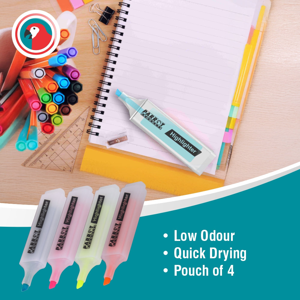 Highlighter Marker Pouch 4 (Yellow - Pink - Blue - Orange)