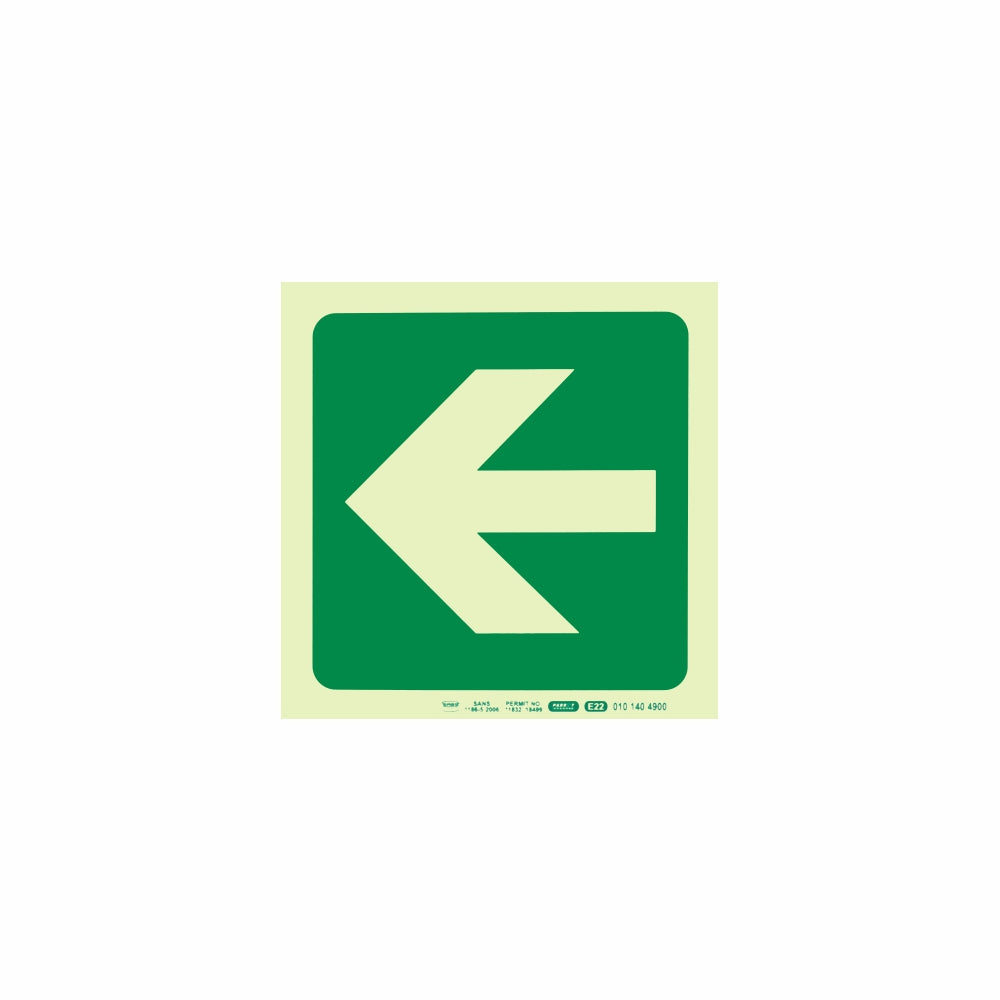 Photoluminescent 190MM Safety Sign - E22-Arrow Left