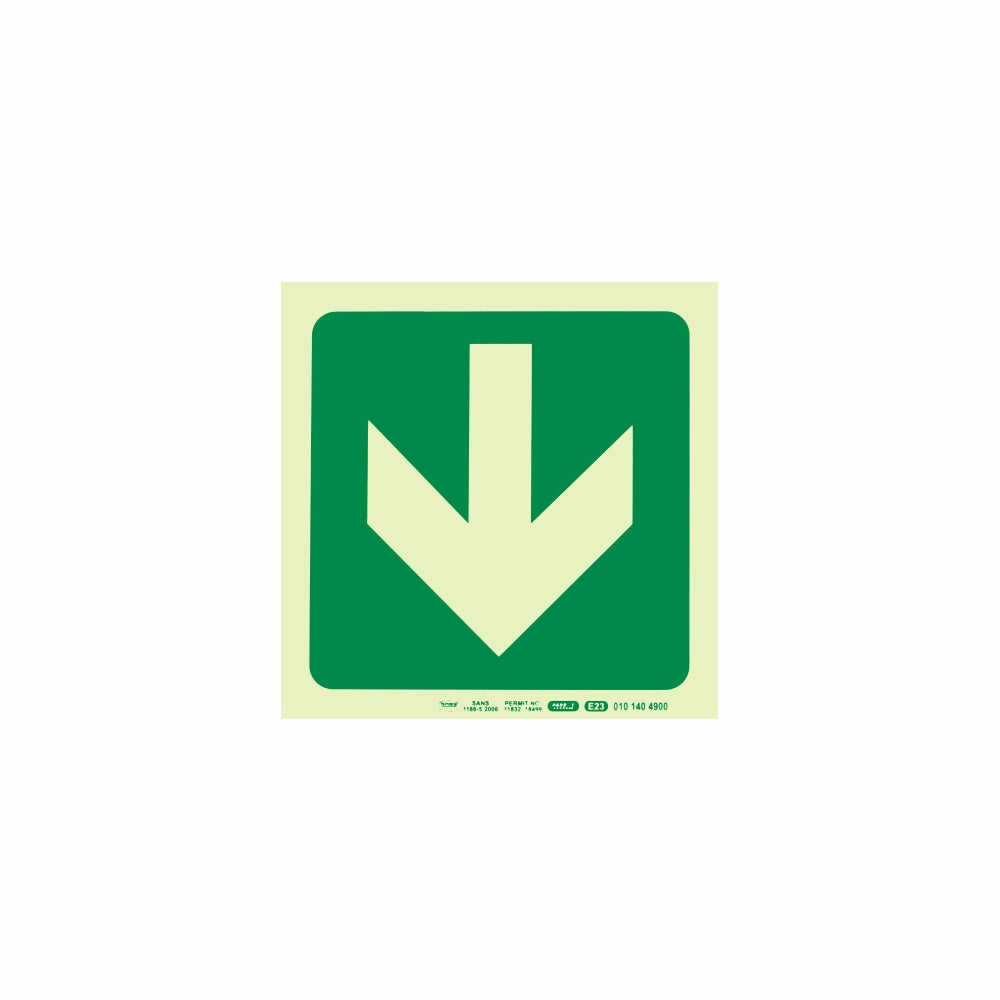 Photoluminescent 190MM Safety Sign - E23-Arrow Down