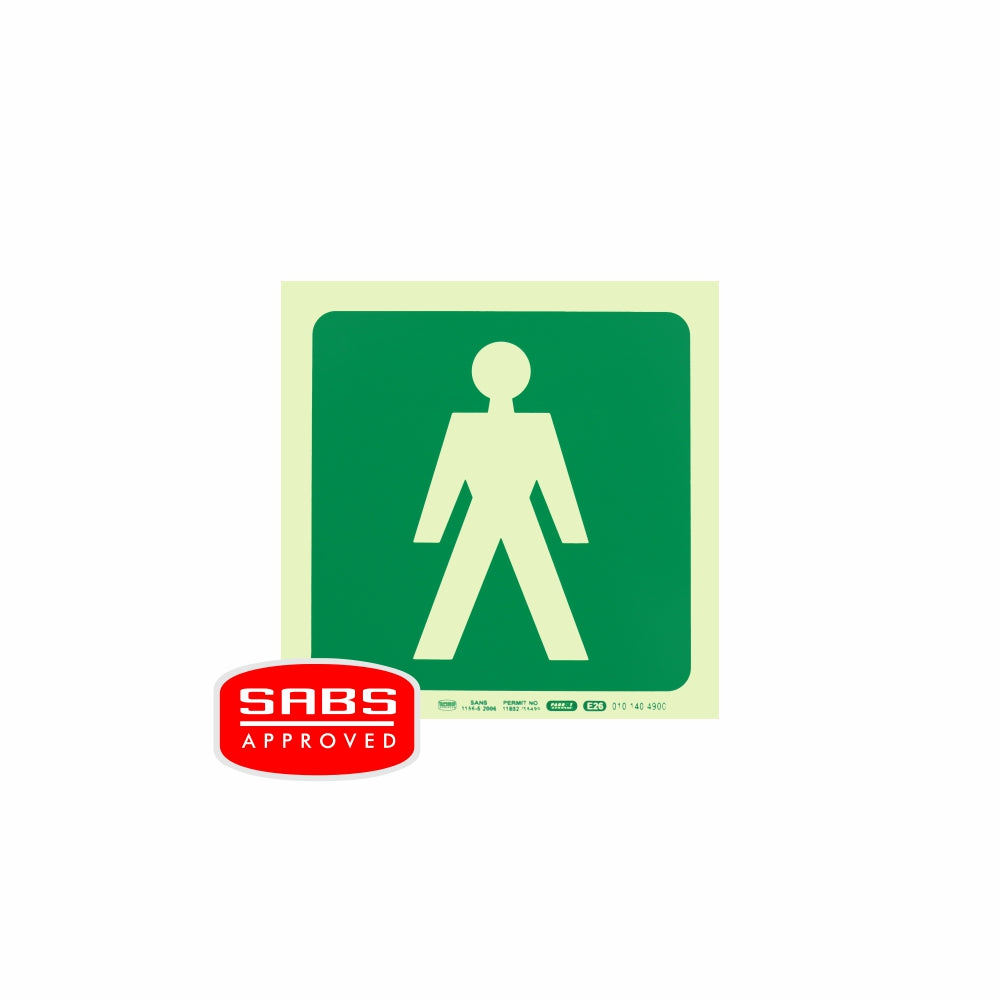 Photoluminescent 190MM Safety Sign - E26-Male Symbol