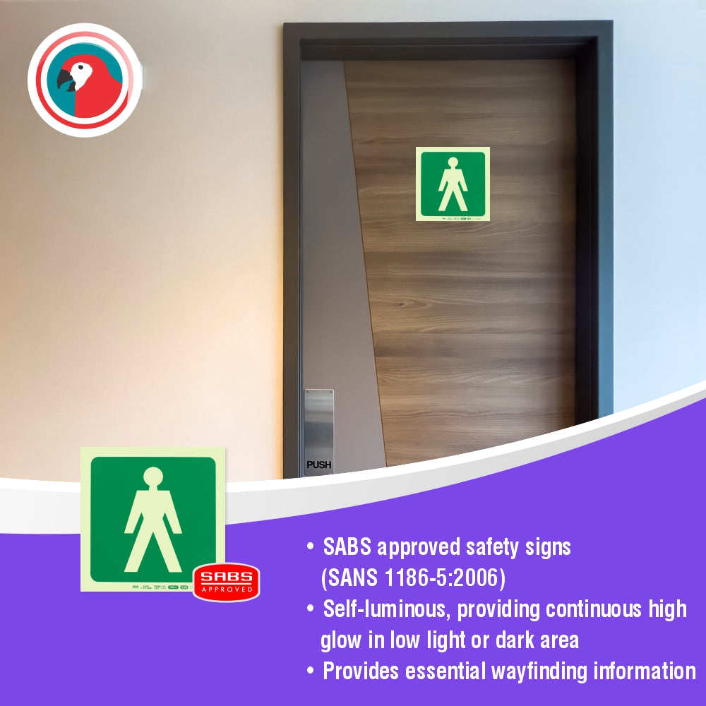 Photoluminescent 190MM Safety Sign - E26-Male Symbol
