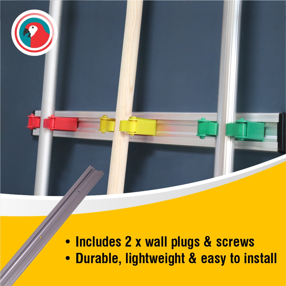 Janitorial Wall Rail 90cm (With Black End Clips)
