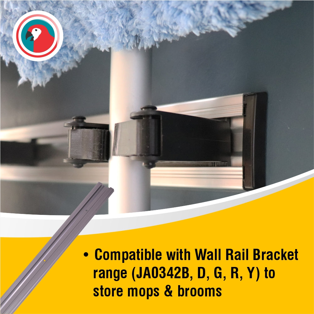 Janitorial Wall Rail 90cm (With Black End Clips)
