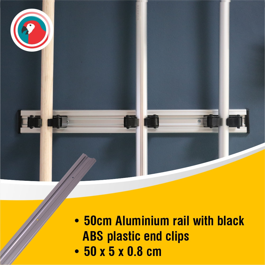 Janitorial Wall Rail Only 50cm (With Black End Clips)