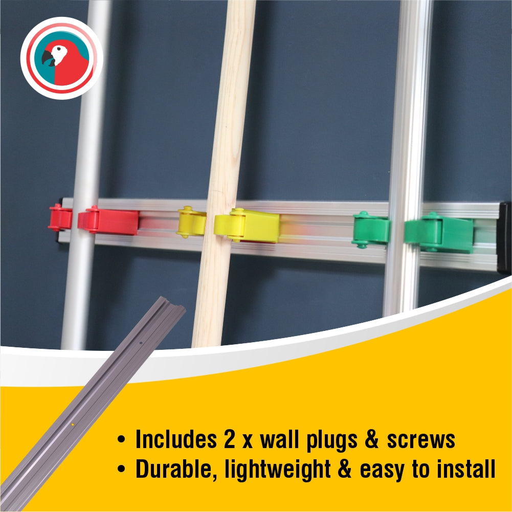 Janitorial Wall Rail Only 50cm (With Black End Clips)
